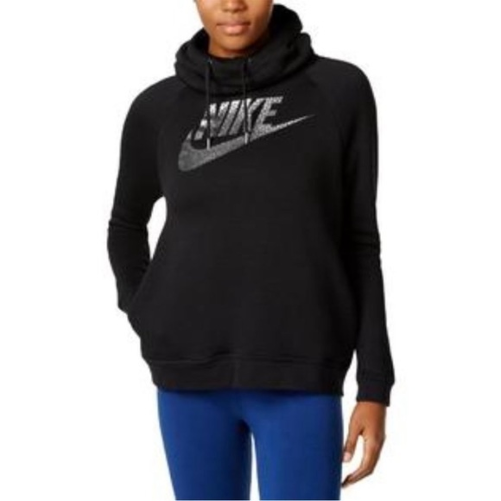 Nike Women’s Cowl Neck Long Sleeve Hoodie Sweatshirt‎ Black Sm Bubbles Pullover